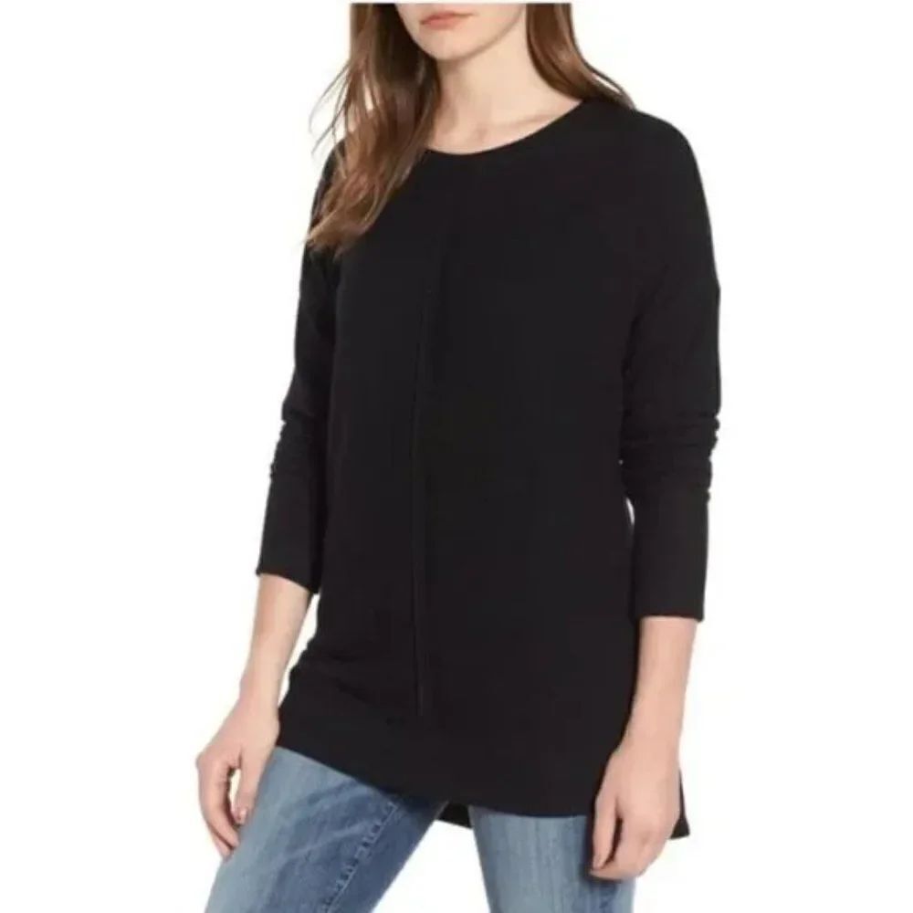 Gibson Cozy Exposed Seam Tunic - size Petite XS in Black